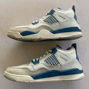 NIKE Air Jordan 4 Kids White and Blue Sneakers Size 1Y